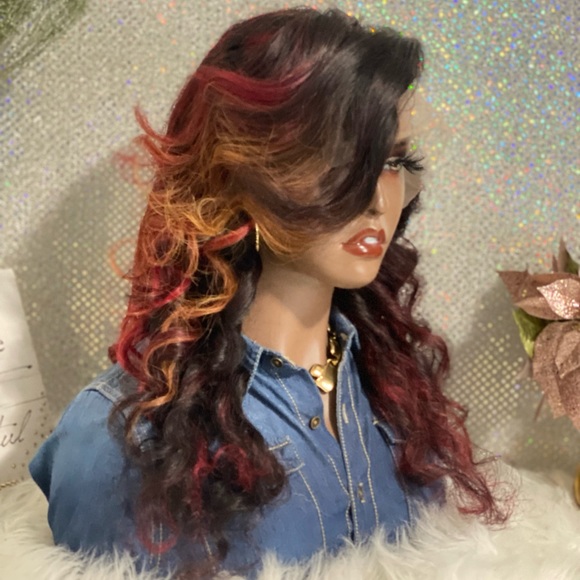 🔥SOLD-OUT New 24”Fire Sunset💯Brazilian Human Hair 13X6 HD Transparent Wig🔥 - Picture 2 of 16